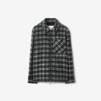 Burberry Check Wool Overshirt, Size: XXXL