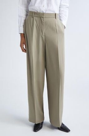 Toteme Fluid Wide Leg Wool Blend Trousers in Taupe at Nordstrom Rack, Size 36