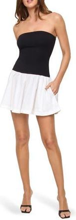 L*Space Sienna Strapless Cover-Up Minidress in Black/Cream at Nordstrom Rack, Size X-Large