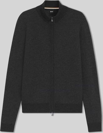 HUGO BOSS Regular Fit Strickjacke aus Woll-Mix Modell H-HETERNO in Black, Größe XXL