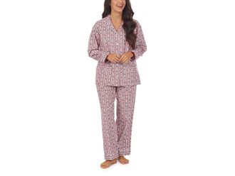 Lanz of Salzburg Classic Notch Collar Flannel PJ Set Womens Pajama Sets Classic Red Tyroleans : XS, Cotton/Flannel