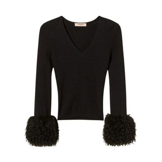Twinset V-hals Gebreide Kleding - Dames - Truien - Zwart - Maat: XS Viscose