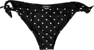 Dolce & Gabbana Womens Black Polka Dot Swimwear Beachwear Bottom Bikini And White Nylon Elastane Clothing