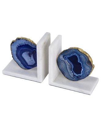 A&B Home Agate Bookends On Marble Base, Set Of 2