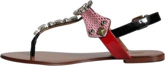 Dolce & Gabbana Luxe Versierde Teenslippers Model - Dames - Sandalen - Veelkleurig - 38 EU - Leer - Schoenen