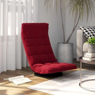 vidaXL Silla De Suelo Giratoria De Terciopelo Rojo Tinto Vidaxl