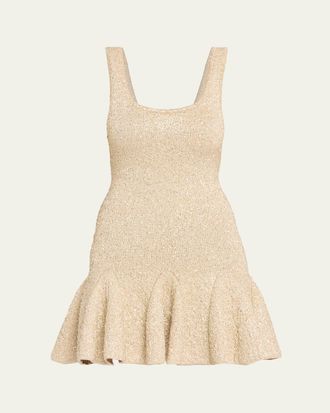 LoveShackFancy Sarajane Sequined Stretch Knit Mini Dress