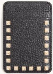 Valentino Garavani Valentino Garavani Rockstud Magnetic Cardholder in Grainy Calfskin Woman BLACK UNI