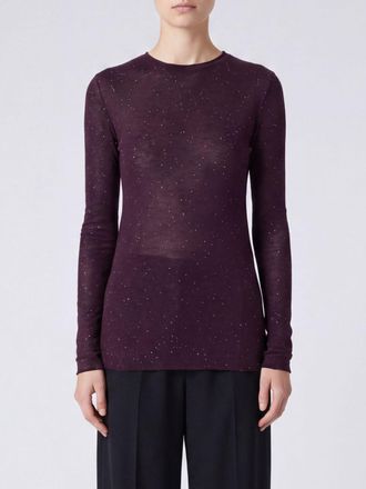 Pinko Maglia girocollo slim fit in misto lana con ricamo di paillettes