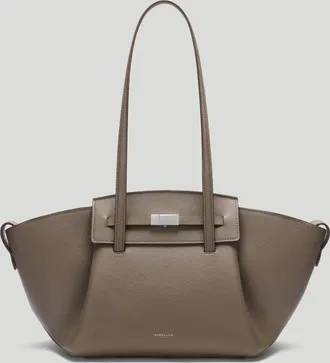 DeMellier The Midi Brooklyn in Dark Taupe Small Grain Leather Shoulder bag