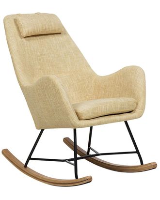 Beliani Silla mecedora tela amarillo