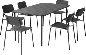 Sweeek Metal garden table 160 cm + 6 chairs, anthracite - Amelia + Liva