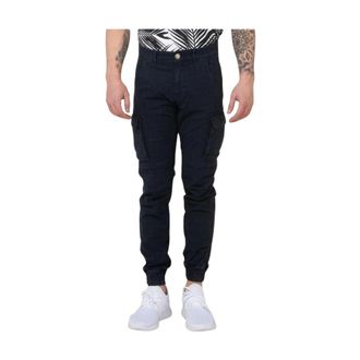Gas Katoenen Cargobroek met Meerdere Zakken - Heren - Broeken - Blauw - Maat: XS Katoen