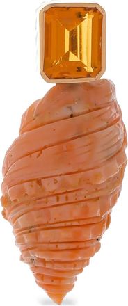 Dezso by Sara Beltran 18kt rose gold Carved Coral Citrine necklace - women - 18kt Rose Gold/Black Enamel/Coral/Citrine - One Size - Orange