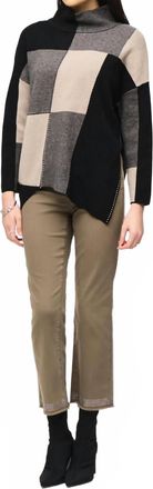 Joseph Ribkoff Color Block Jacquard Pullover In Taupe/black