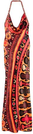 Pucci Soleil-print Orange Satin Dress