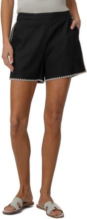 Kut from the Kloth Nicolette High Waist Linen Blend Bermuda Shorts in Black/white at Nordstrom, Size X-Small