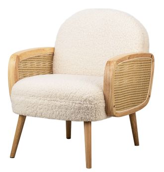 Nordlys Scandinavian Lounge Armchair with Wooden Frame & Caning in White