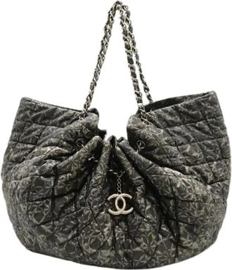 Chanel Pre-owned Bucket Bags, female, Gray, Size: ONE SIZE Pre-owned Melrose Cabas Nylon Tote Bag