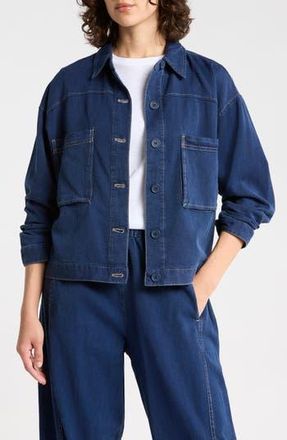 Max Studio Piqu&eacute; Jacket in Indigo Dark Wash at Nordstrom Rack, Size X-Large