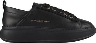 Alexander Smith Wembley Donna in zacht zwart leer en zwarte zool - Dames - Sneakers - Zwart - 37 EU - Leer - Schoenen