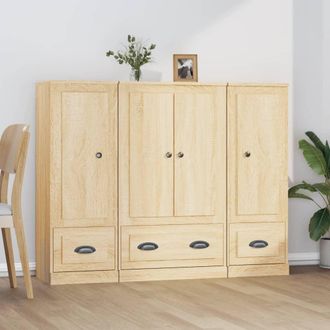 vidaXL Aparador Alto 3 Piezas Madera Contrachapada Roble Sonoma Vidaxl