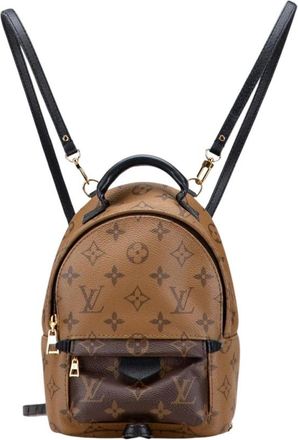 Louis Vuitton Pre-owned Printed Leather Backpack - Dames - Vintage Rugzakken - Bruin - ONE Size - Leer - Vintage