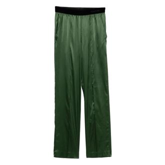 Tom Ford Straight Trousers, female, Green, XS, Stretch Silk Satin PJ Trousers