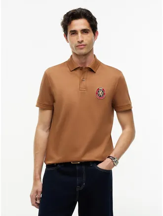 Tommy Hilfiger Mens Regular Fit Crest Patch Interlock Polo - Timeless Tawny - XXL
