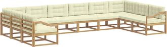 vidaXL Conjunto De Sof&aacute;s De Exterior 10 Uds. Blanco Y Crema Vidaxl