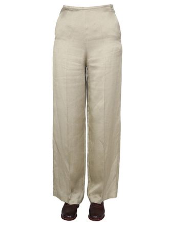Alysi Satin Viscose-Linen Trousers - Beige