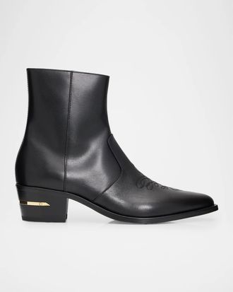 Amiri Men & apos;s Leather MA Point-Toe Zipped Ankle Boots