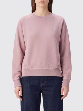 Maison Kitsun&eacute; Felpa girocollo in cotone con logo ricamato a contrasto