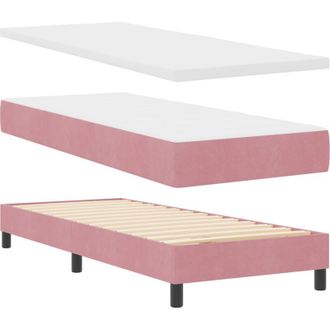 vidaXL Cama Con Somier Y Colch&oacute;n Negra 100x200 Cm Terciopelo Rosa Vidaxl