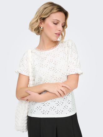 Only Kurzarmshirt ONLY ONLNEW SMILLA LIFE S/S PUFF TOP JRS, Damen, Gr. XL, cloud dancer, Jersey, Obermaterial: 95% Polyester, 5% Elasthan, unifarben, regul