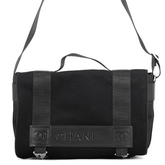 Chanel Sport Navy Black Nylon Felt Messenger Bag Shoulder Bag (Pre-Owned)