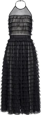 Pinko Corrientes Midi Jurk - Dames - Feestkleedjes - Zwart - L - Polyester - Kleedjes