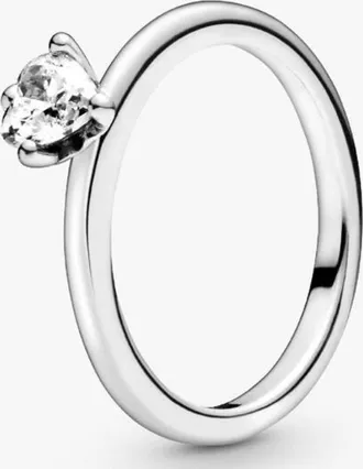 Pandora Sterling Silver Heart Solitaire Ring, Size 52