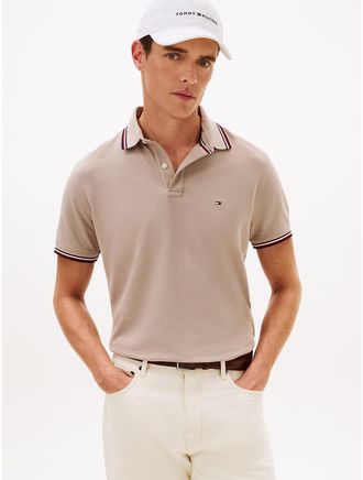 Tommy Hilfiger Mens Regular Fit Tommy Wicking Polo - Beige - XXXL