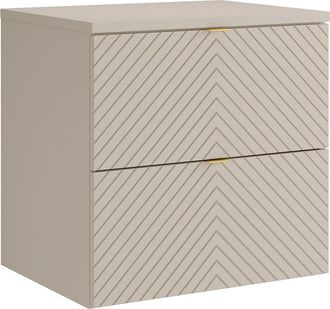 Vente-Unique Mueble de ba&ntilde;o suspendido con dise&ntilde;o de espiga con estante - Beige - 60 cm - DORIONI