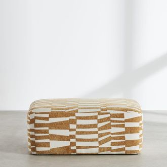 Maisons du monde Puf para sof&aacute; modular de tejido de poli&eacute;ster jacquard crudo y ocre
