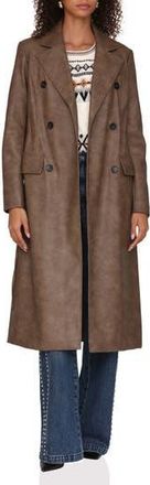 Avec Les Filles Double Breasted Faux Leather Coat in Java at Nordstrom Rack, Size X-Large