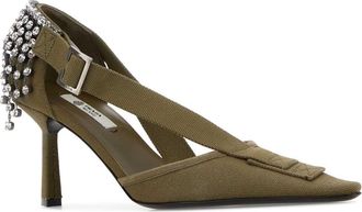 Prada Womens Army Green Canvas Pumps Militare Scarpe Con Tacco High Heel Shoes