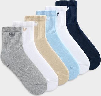 adidas Womens Mini-logo neutral ankle socks Set of 6