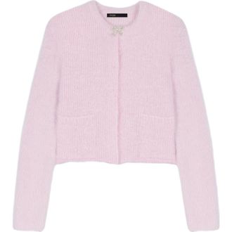 Maje Jewelled bow cardigan in Pink at Nordstrom, Size X-Small