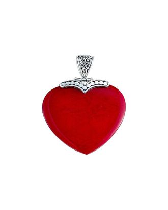 Samuel B. Silver 31.00 Ct. Tw. Coral Heart Pendant