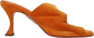 Aquazzura Cutout Mules in Orange Suede