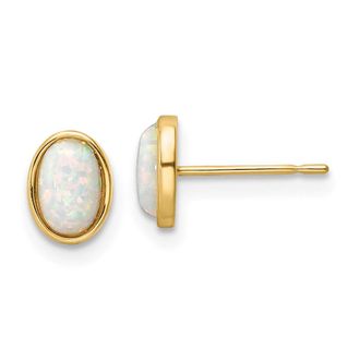 Diamond2Deal 14k Yellow Gold Madi K Created Opal Stud Earrings