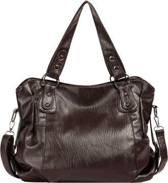 Generic PU Leather Shoulder Bag Large Tote Bag Underarm Bag for Women Shopping (Coffee) (Coffee)