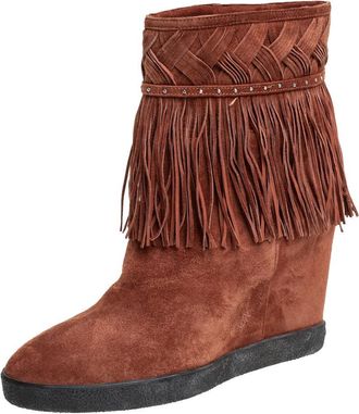 Le Silla Brown Suede Fringe Ankle Boots